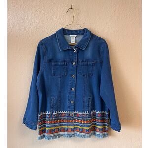 NWT Multiples denim embroidered jacket size M